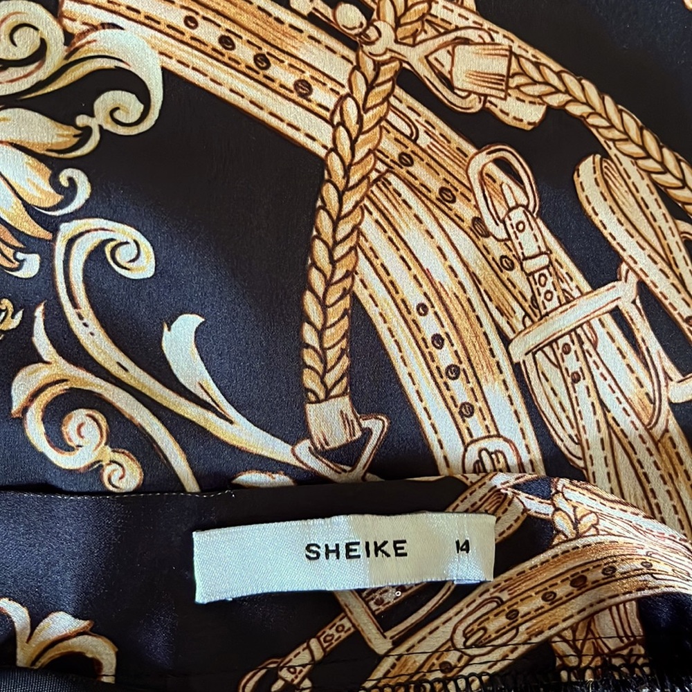 SHEIKE Asymmetric Pencil Skirt. Black and Brown Abstract Print - Picture 8 of 8